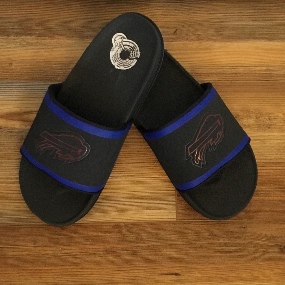 Nike Athletic Streetwear Black and Blue Buffalo Bills Slide Sandals Size 8